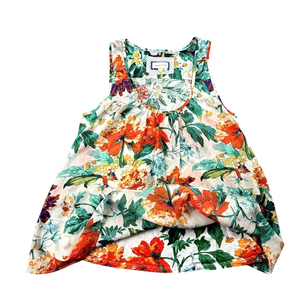 Meadow Rue Floral Sleeveless Peplum Blouse Size XS
